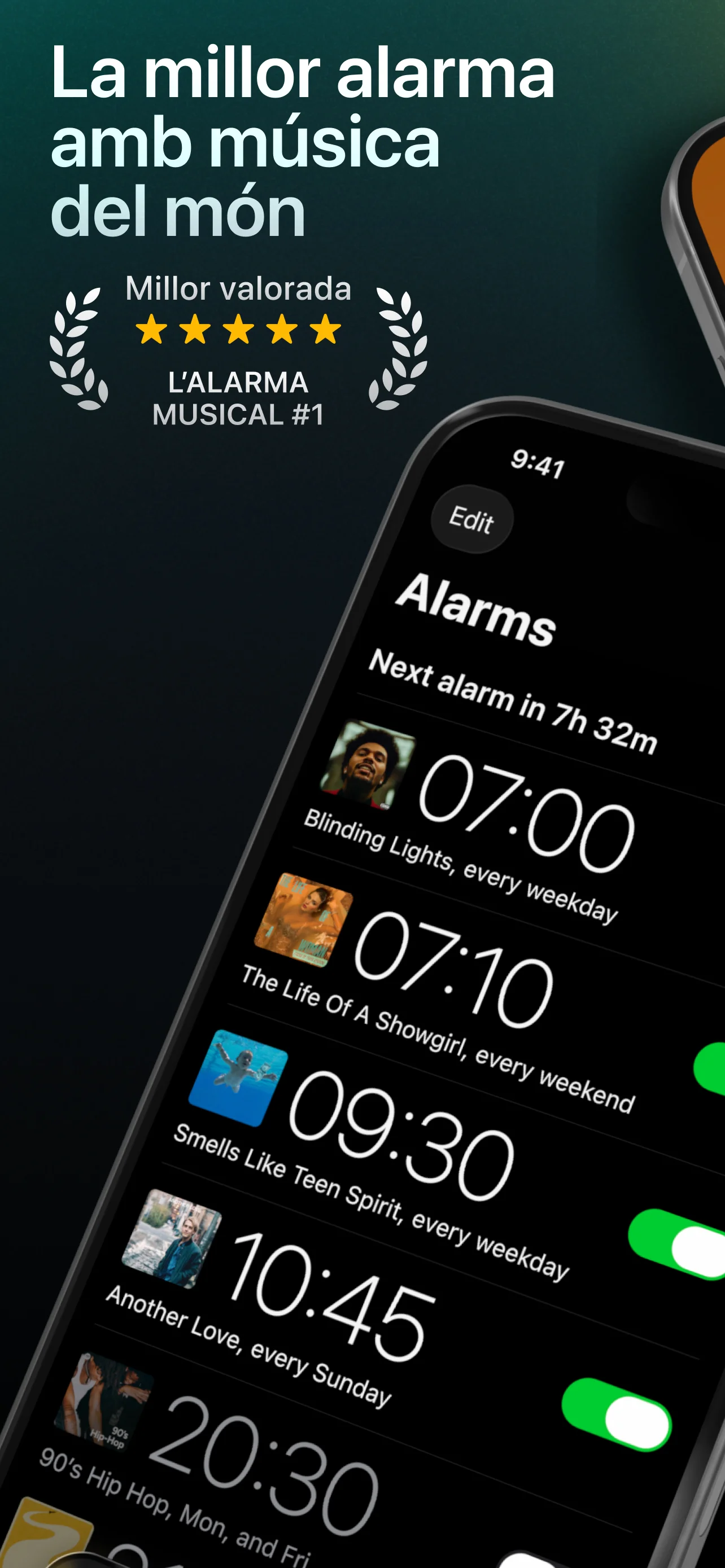 Pantalla d'inici d'Alarmify amb una alarma activa