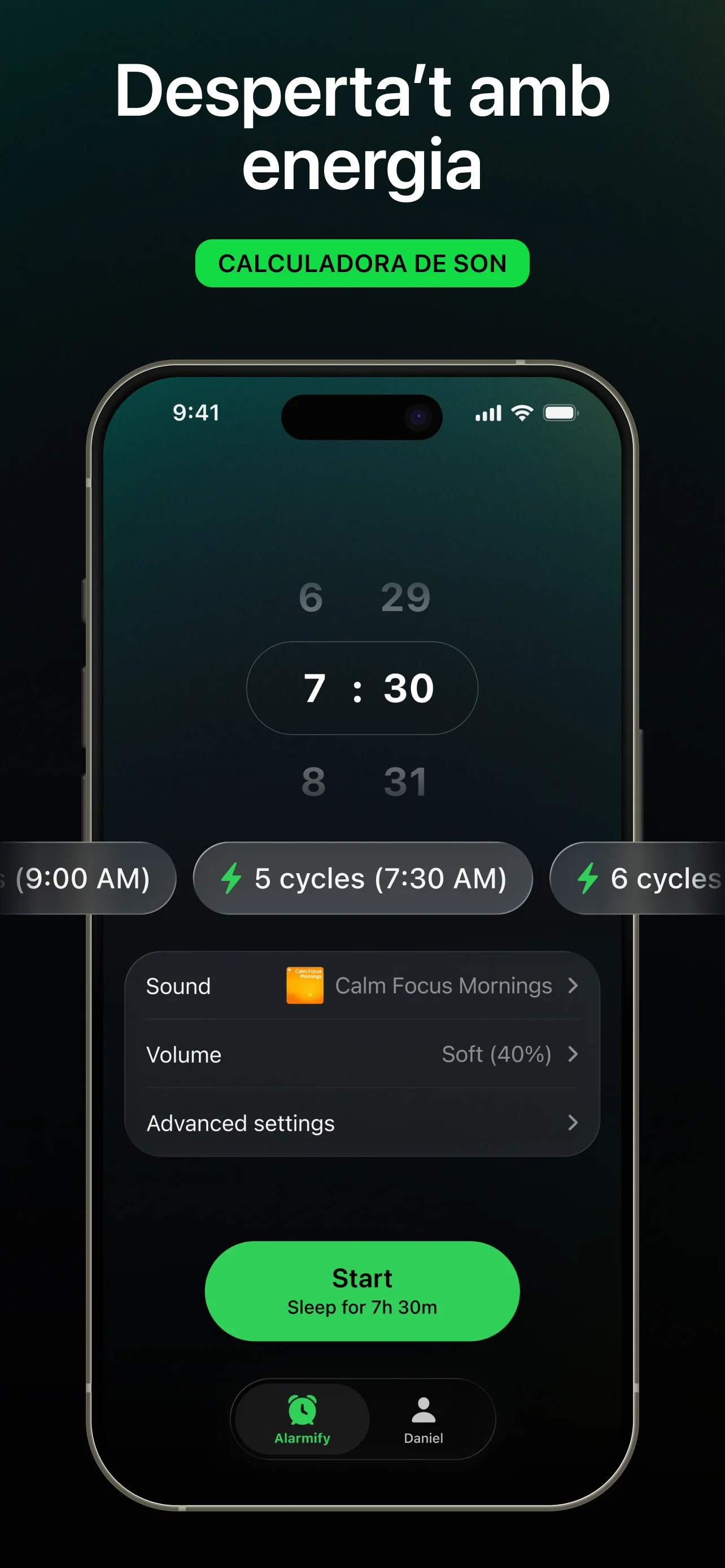 Smart Wake amb calculadora de son
