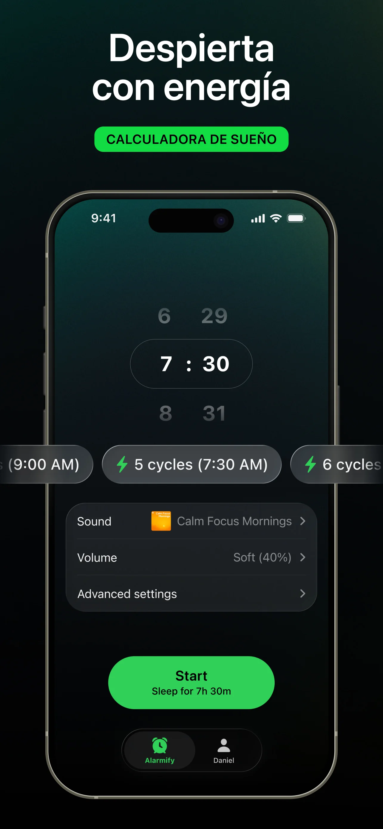 Smart Wake con calculadora de sueño