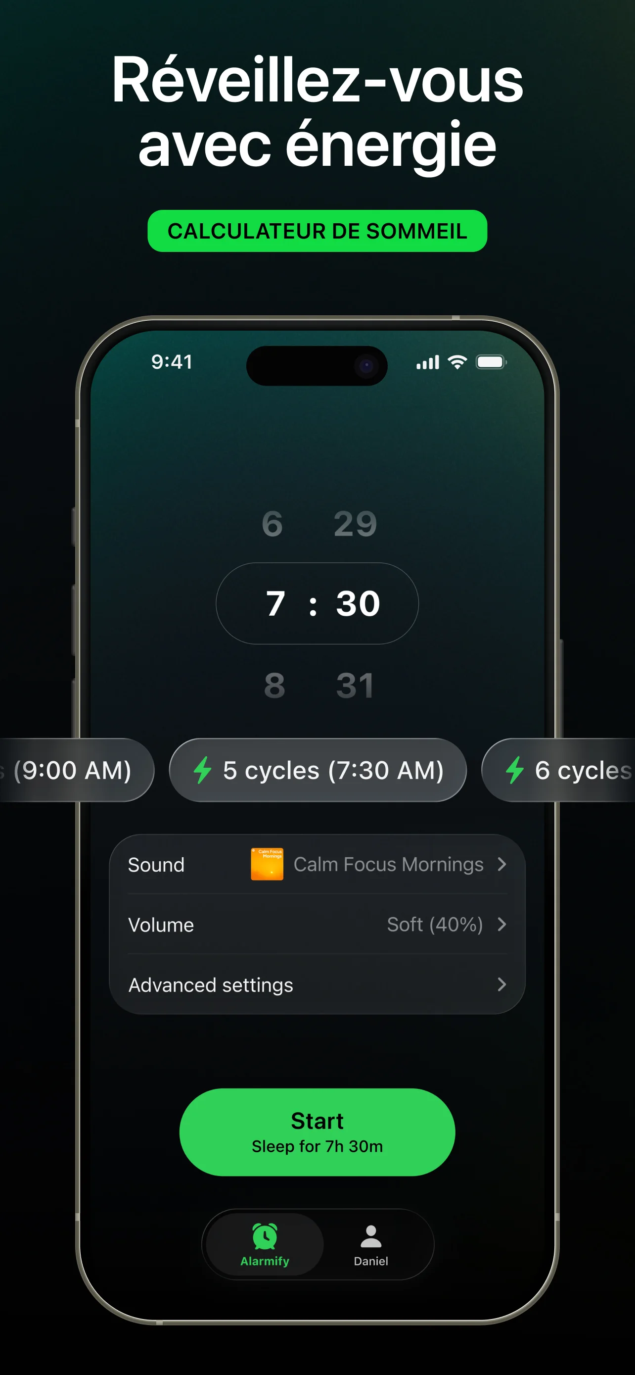 Smart Wake avec calculateur de sommeil