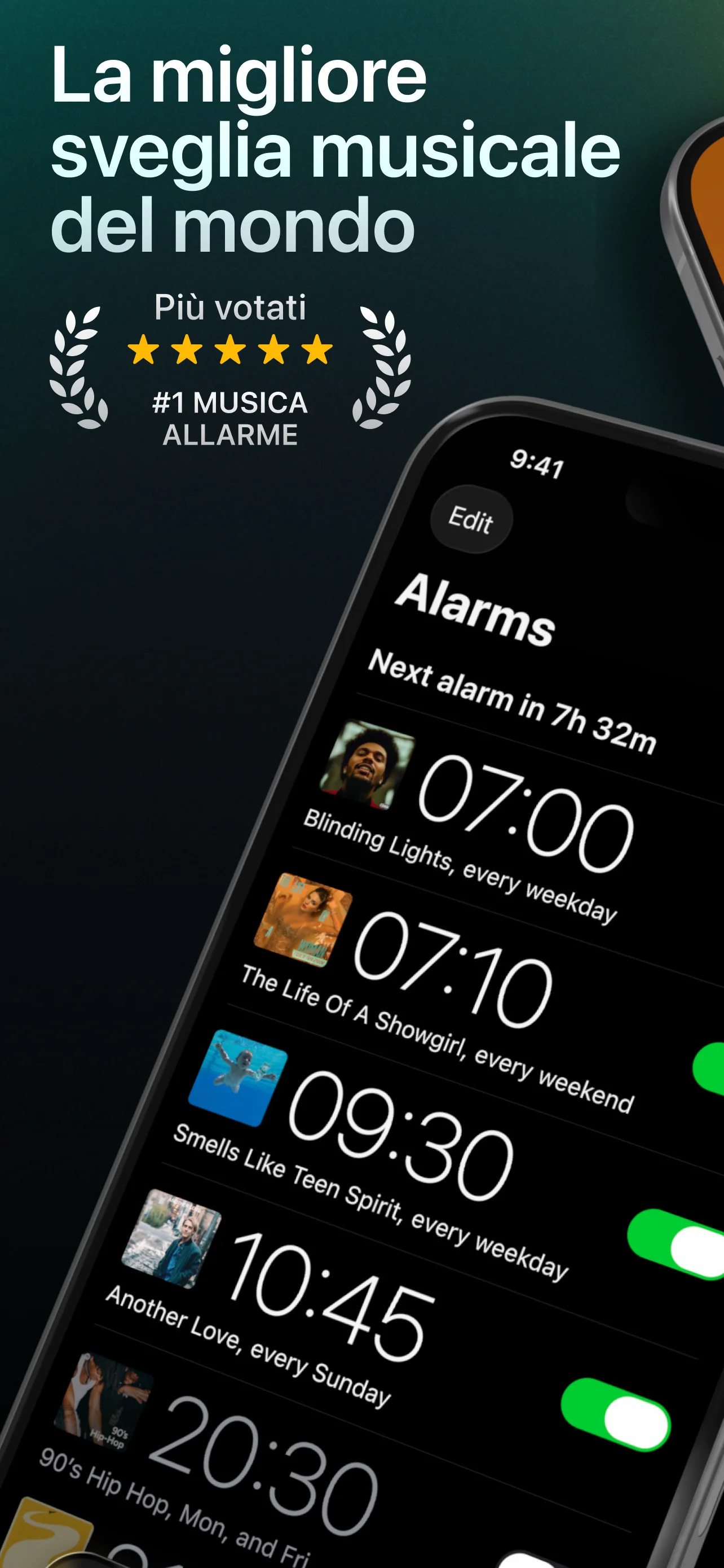 Schermata iniziale di Alarmify con sveglia attiva