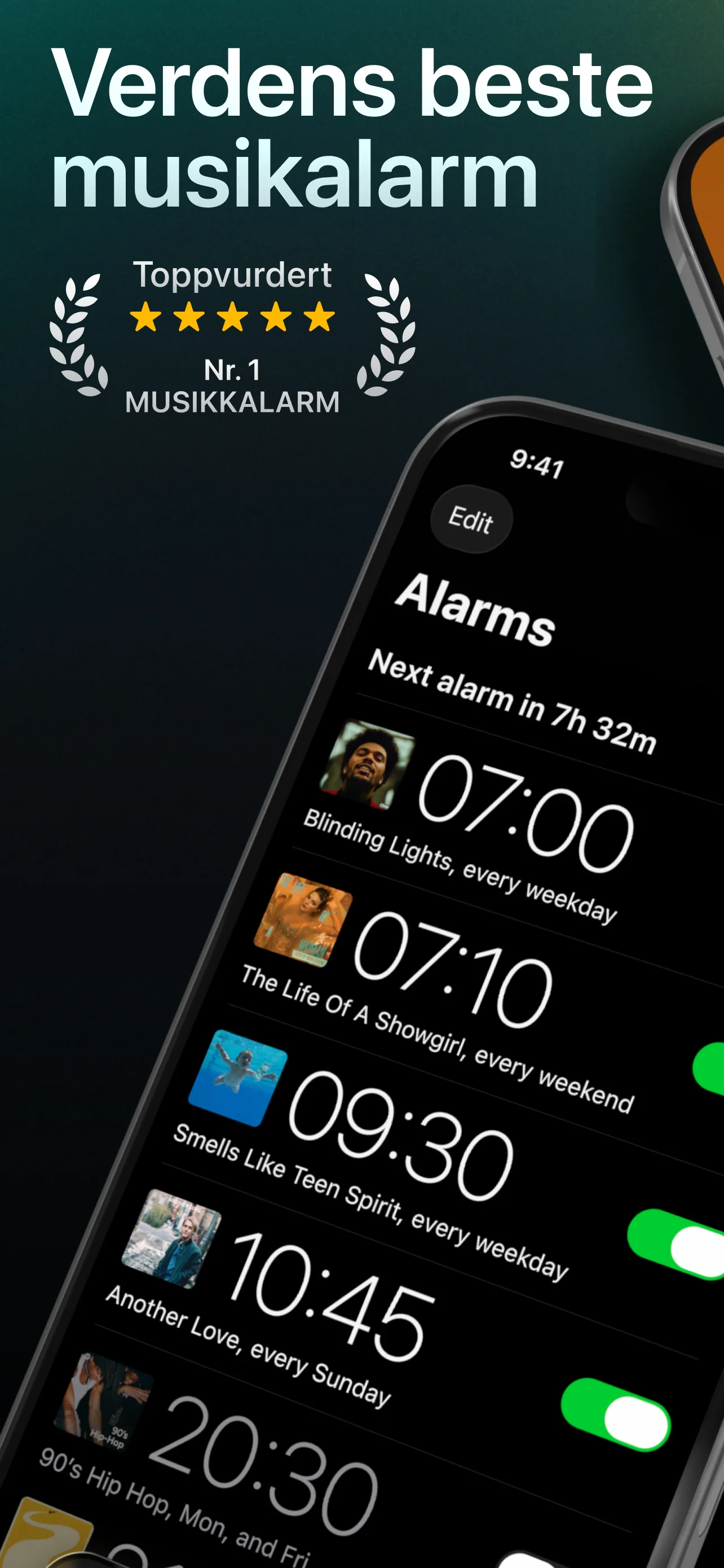 Alarmifys startskjerm med en aktiv alarm