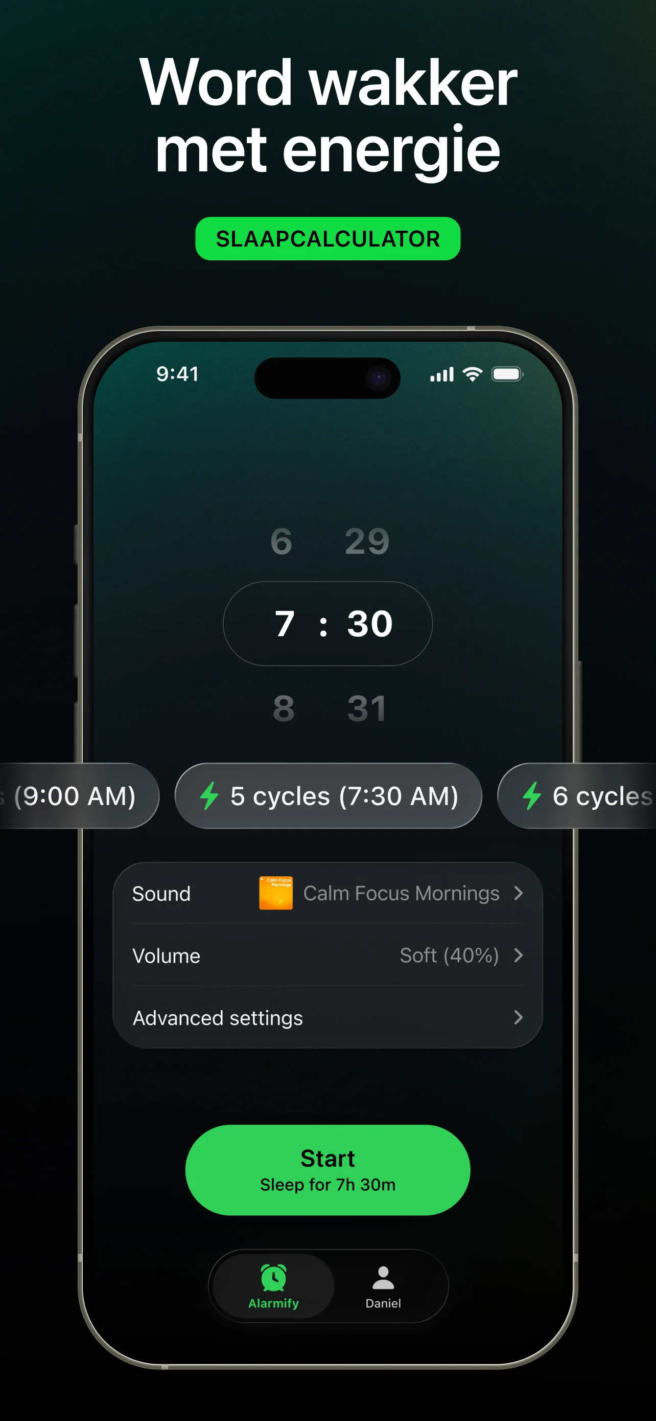 Smart Wake met slaapcalculator