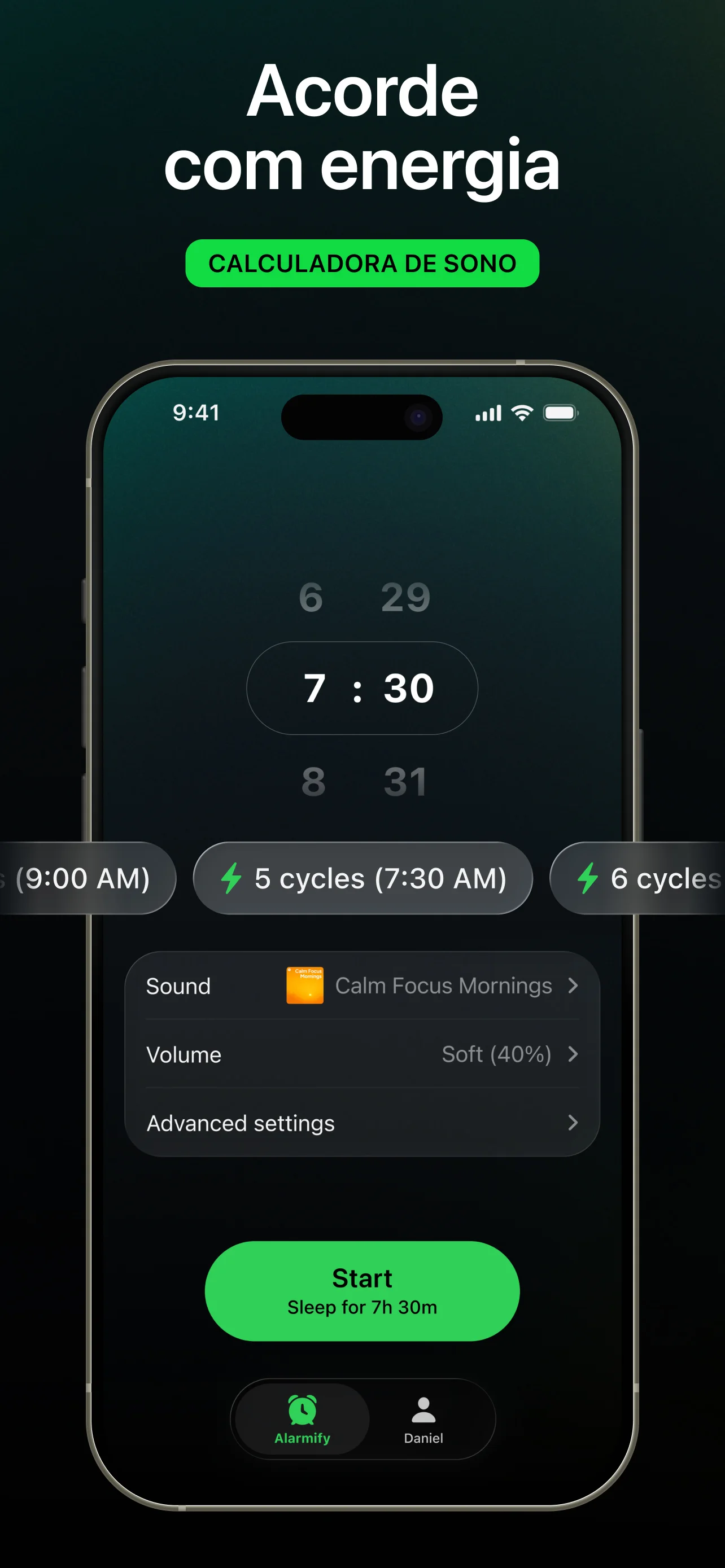 Smart Wake com calculadora de sono